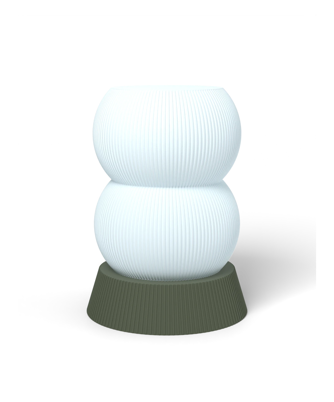 HALO Edamame on Cone lamp, Frost shade on a Olive Green base