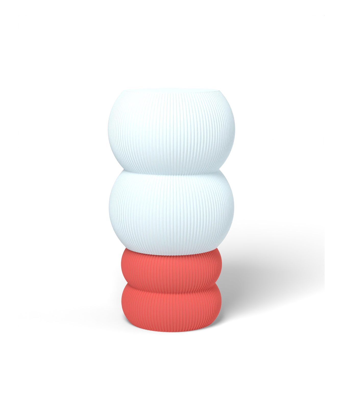 HALO Edamame on Totem lamp, Frost shade on a Flamingo Red base