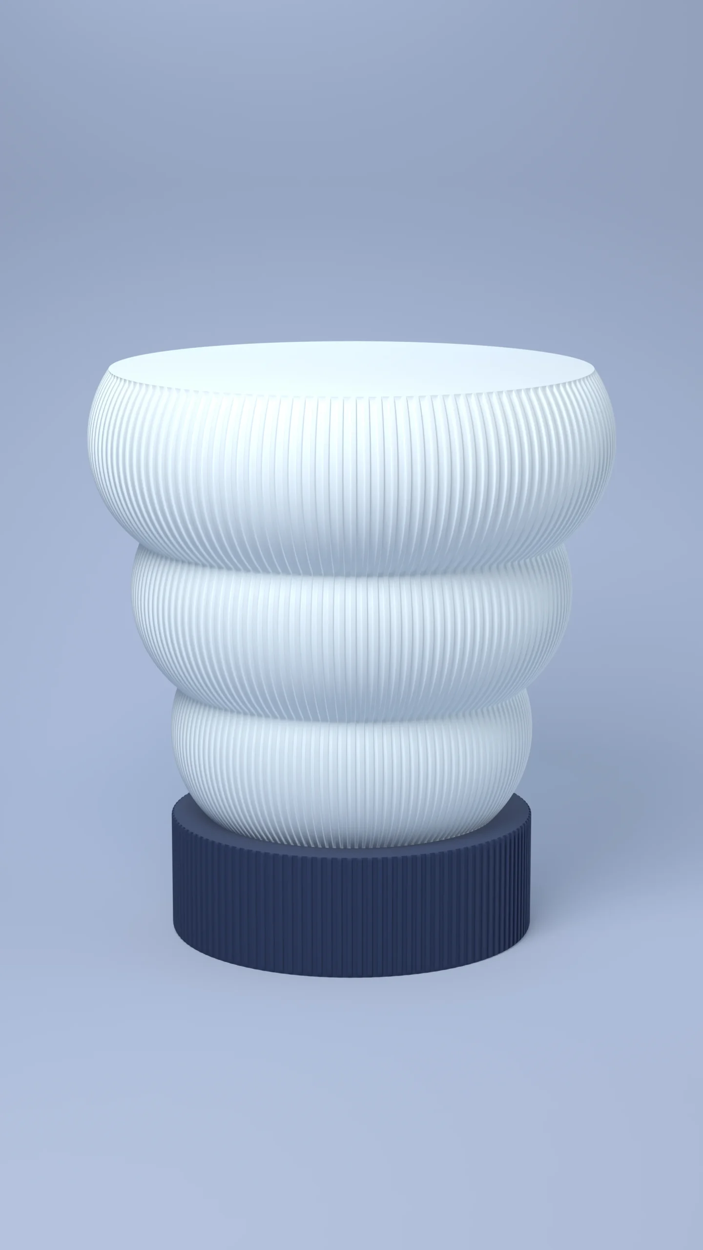 HALO Tree Inverted Tall on Cylinder lamp with a Navy Blue base
