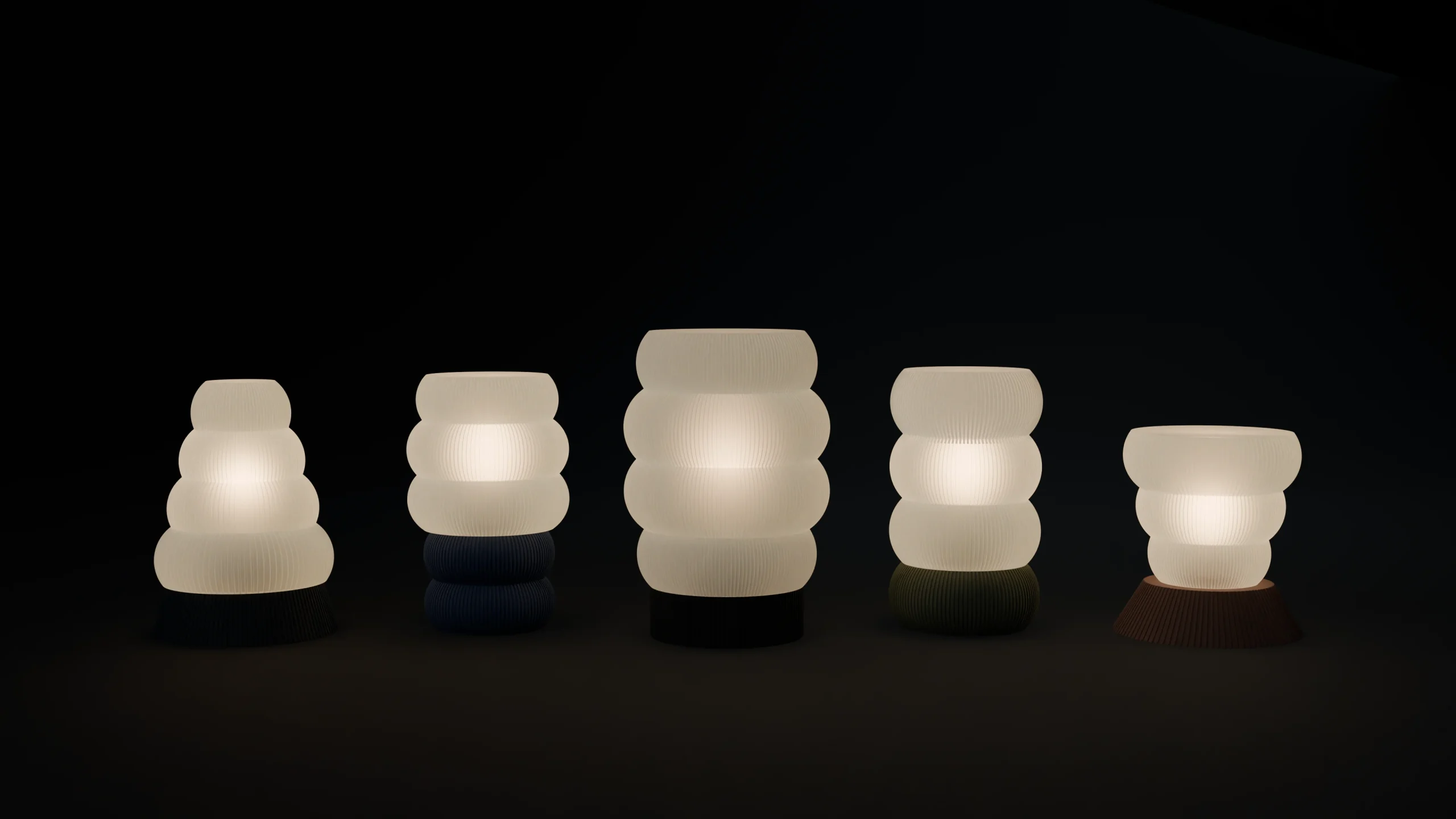 HALO lamps by OBJYX: Frost shades on printed bases