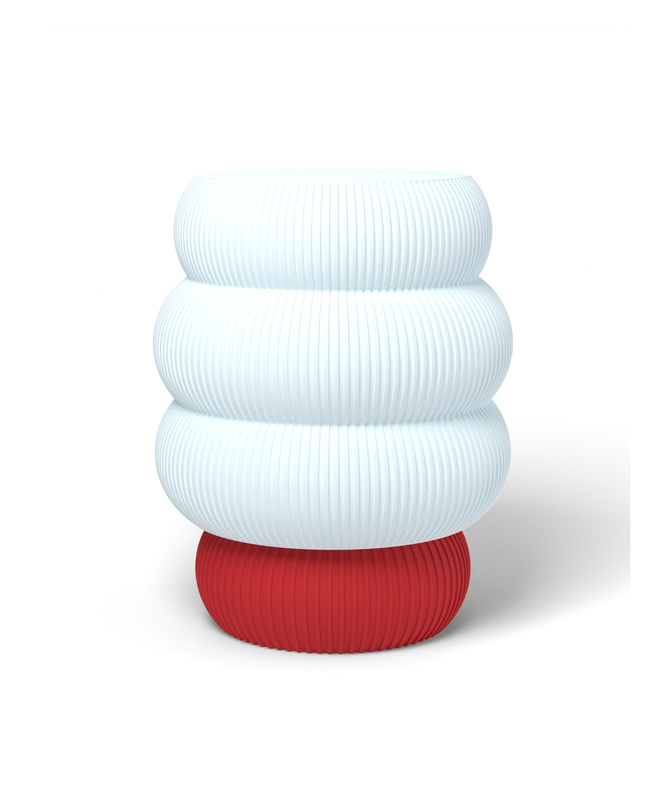HALO Squash on Cloud lamp, Frost shade on a Fire Red base