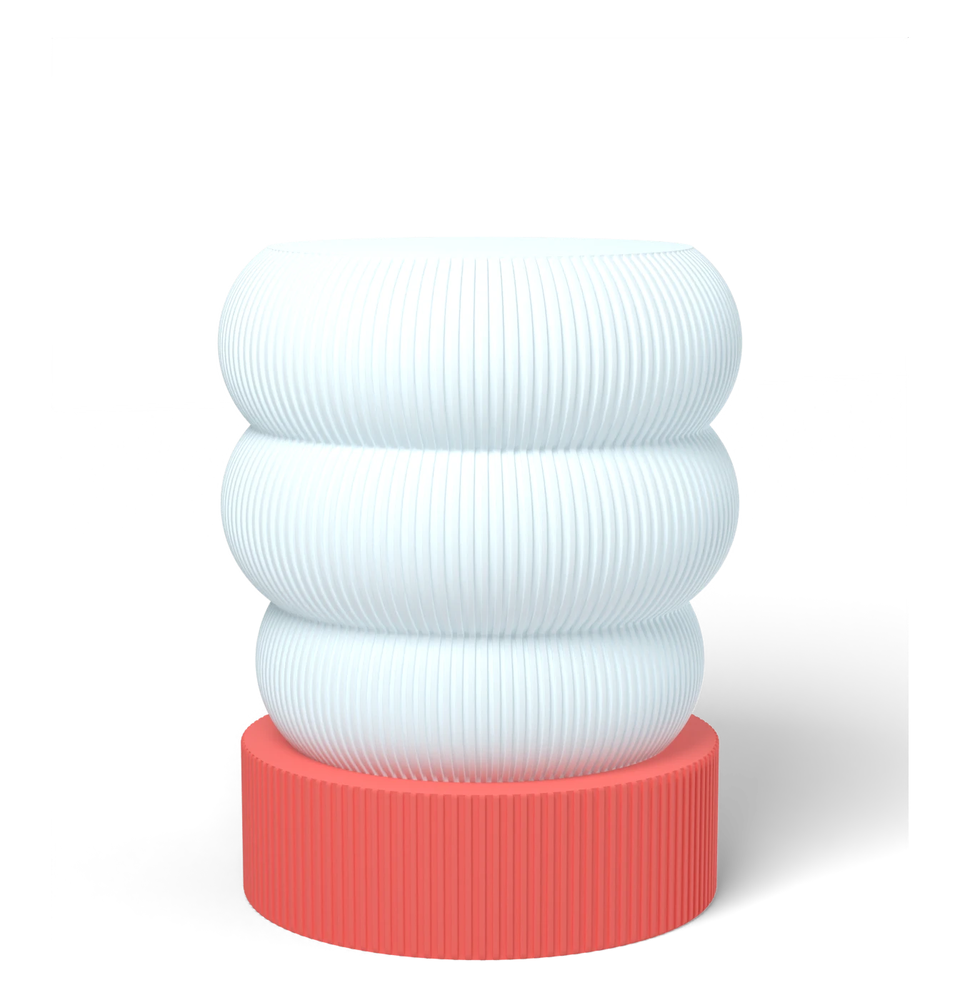 HALO Squash Inverted on Cylinder lamp, Frost shade on a Flamingo Red base