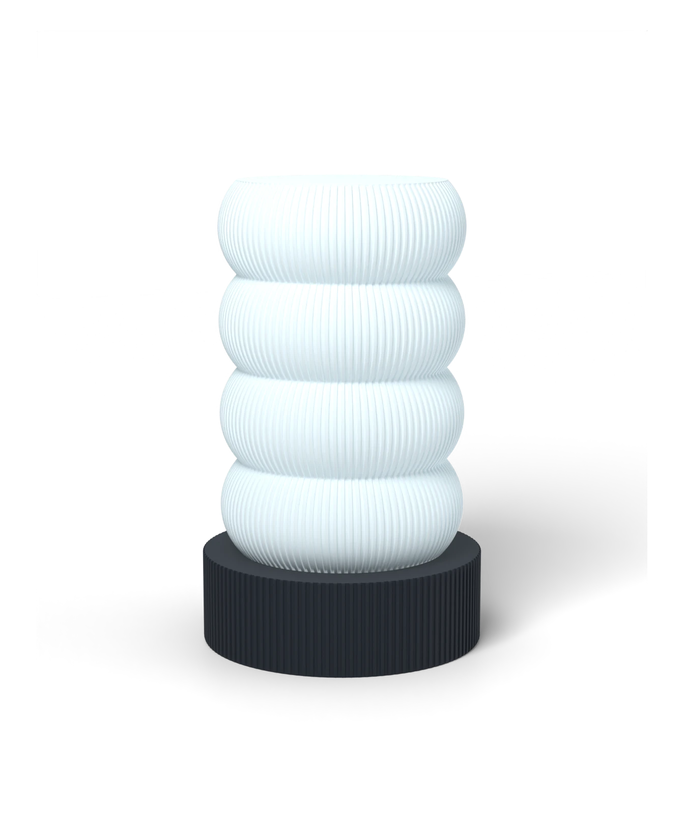 HALO Totem on Cylinder lamp, Frost shade on a Basalt base