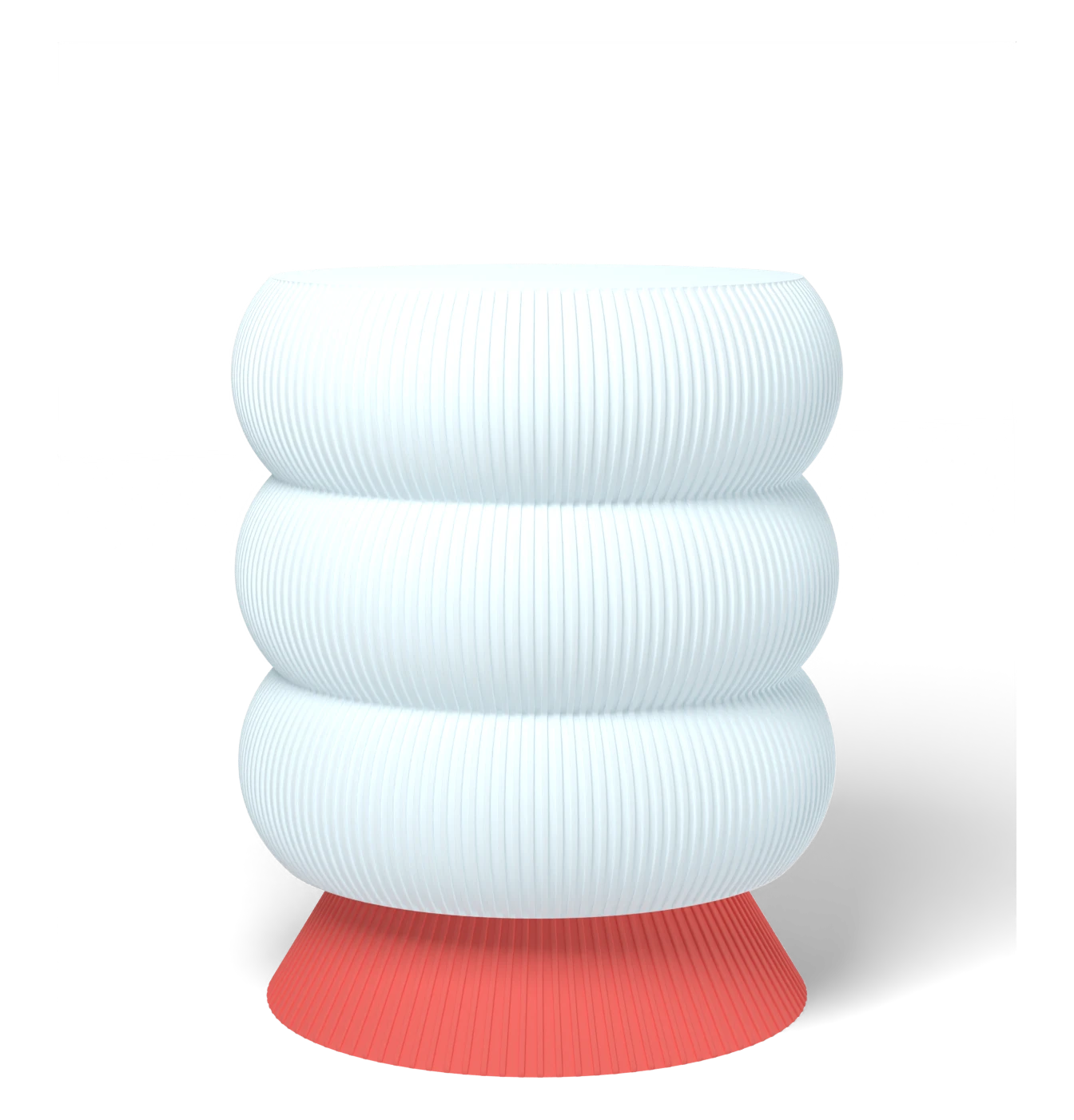 HALO Totem Tall on Cone Wide lamp, Frost shade on a Flamingo Red base