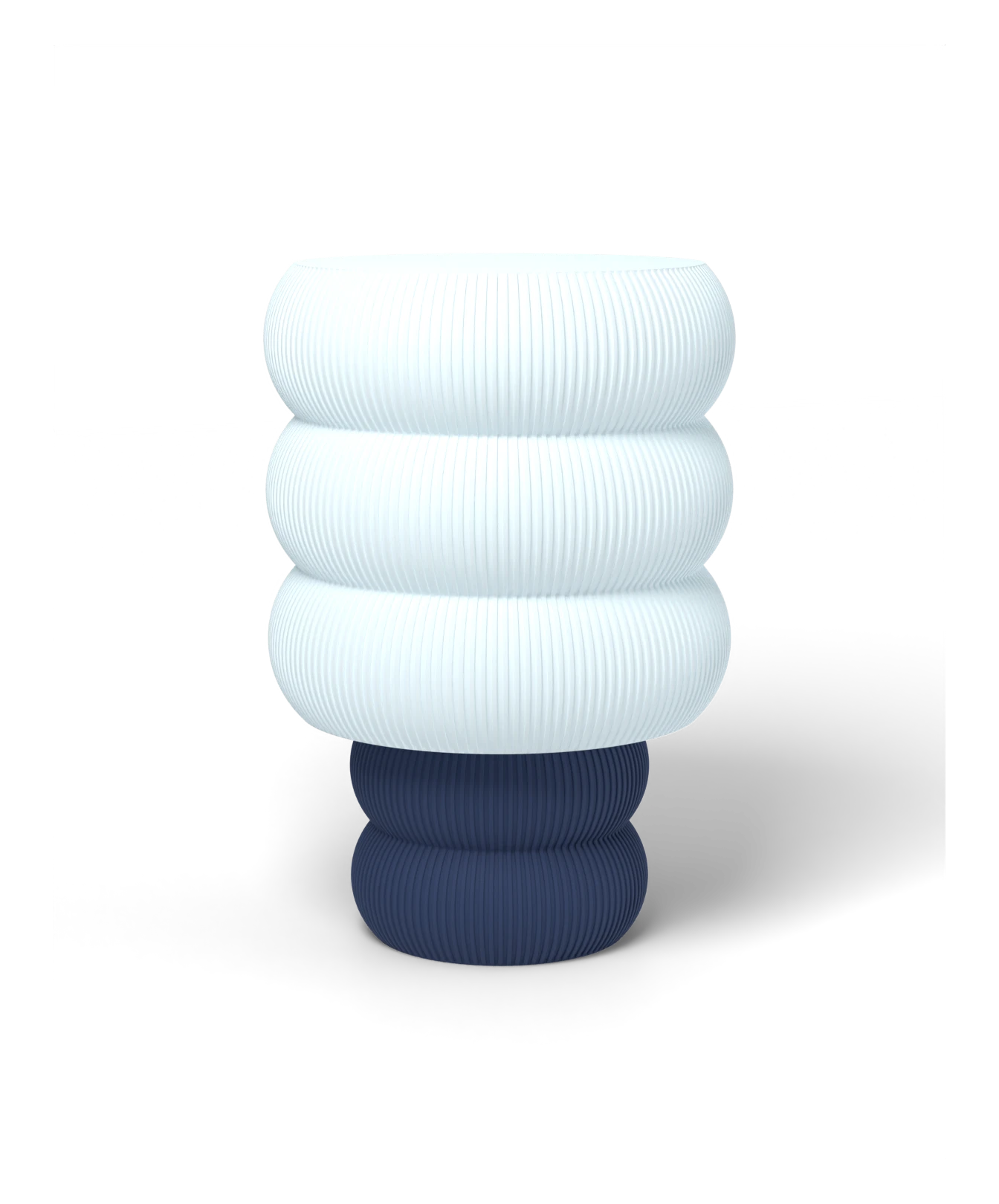 HALO Totem Tall on Totem lamp, Frost shade on a Navy Blue base