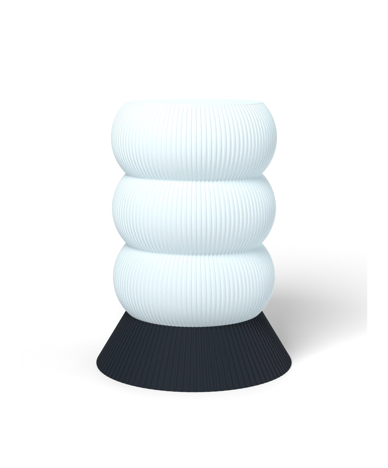 HALO Totem Thin Tall on Cone Wide lamp, Frost shade on a Basalt base