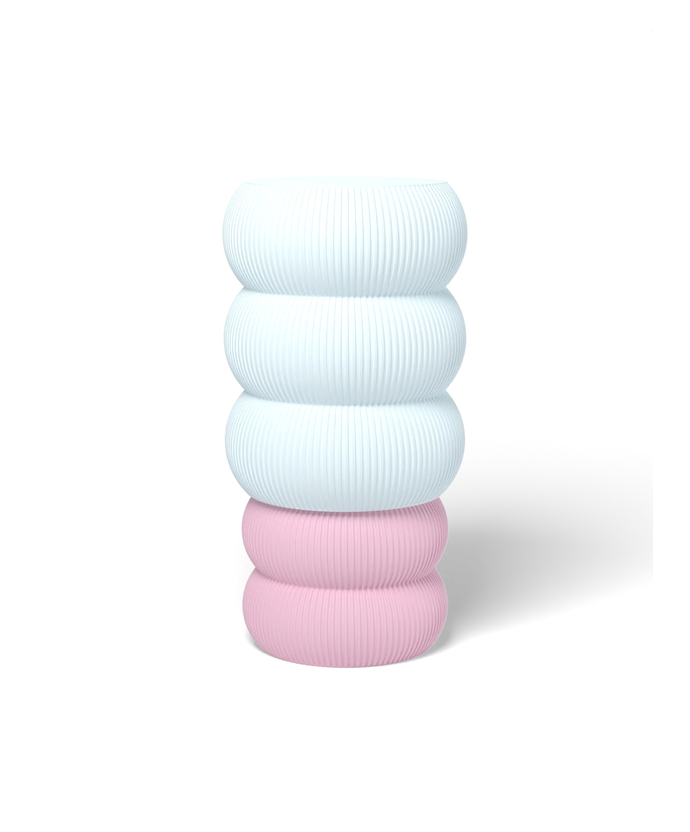 HALO Totem Thin Tall on Totem lamp, Frost shade on a Flamingo Pink base