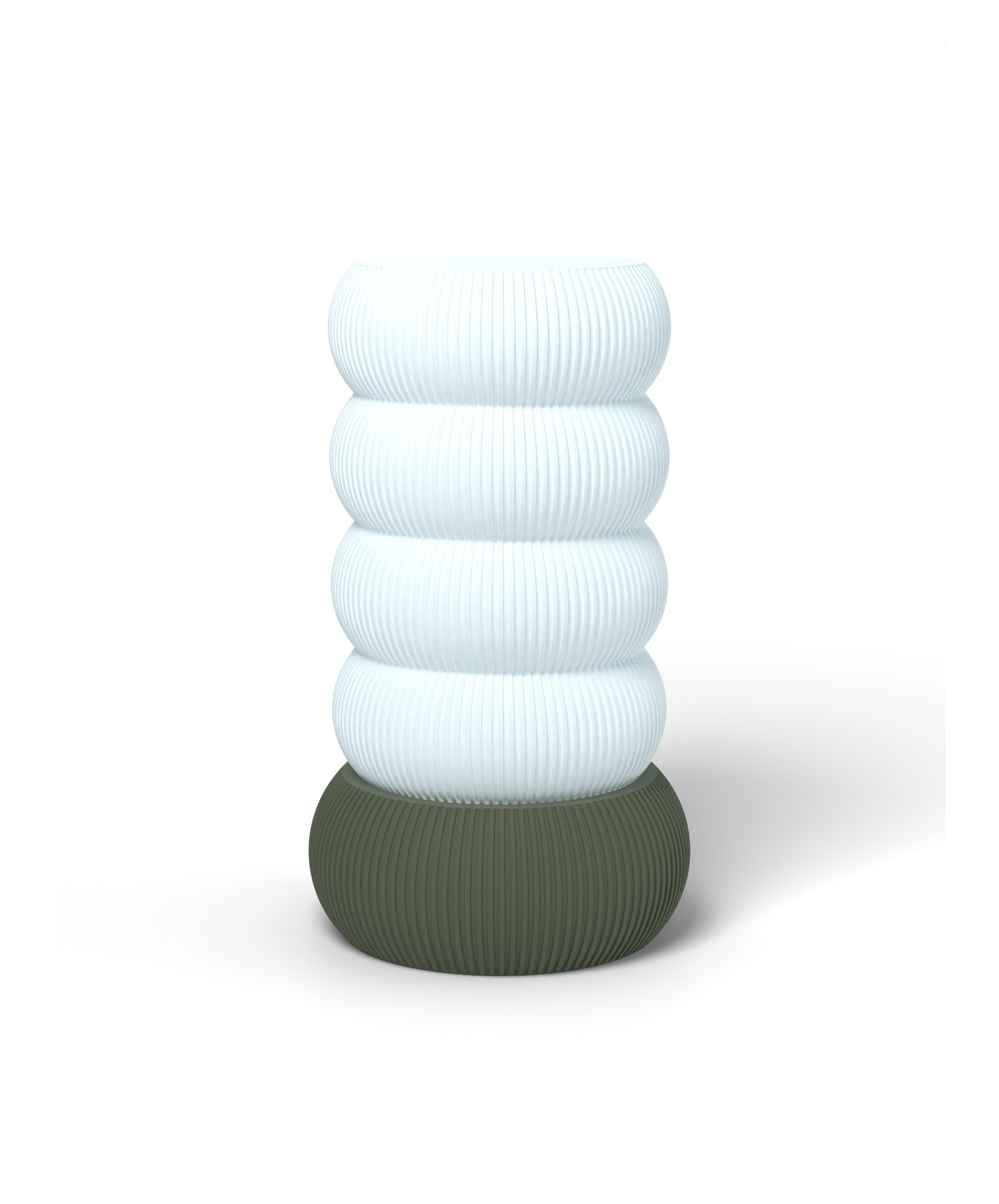 HALO Totem on Totem Thin Tall lamp, Frost shade on a Olive Green base