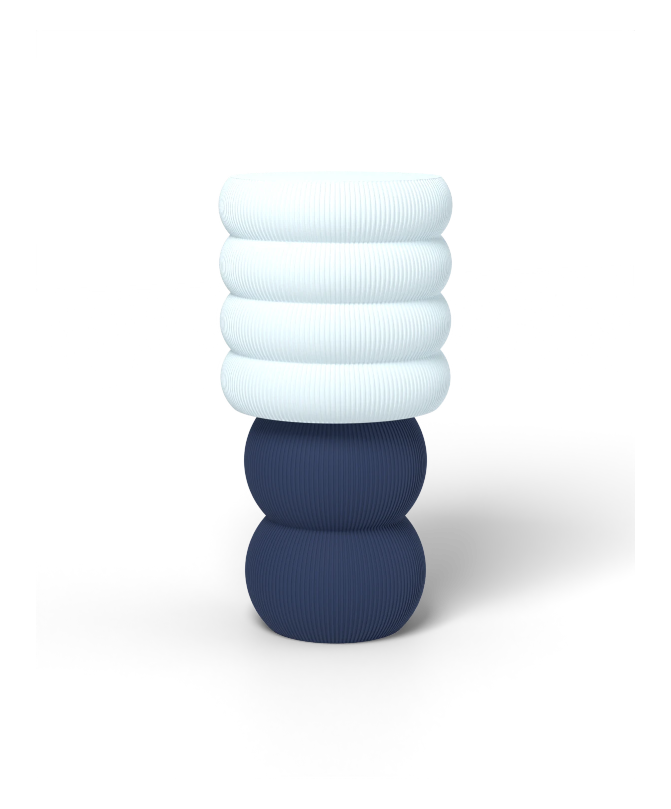 HALO Totem Wide on Edamame lamp, Frost shade on a Navy Blue base