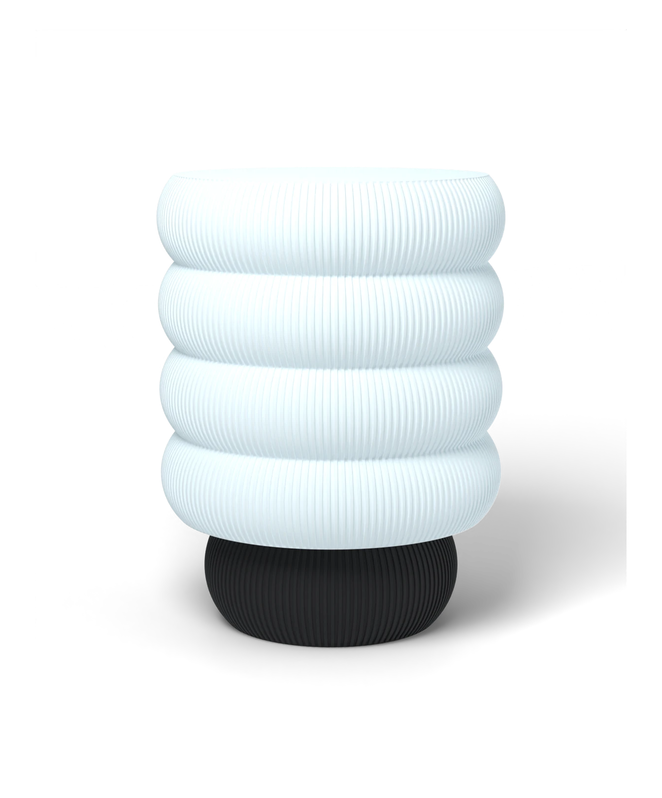 HALO Totem Wide on Totem Thin Tall lamp, Frost shade on a Black base