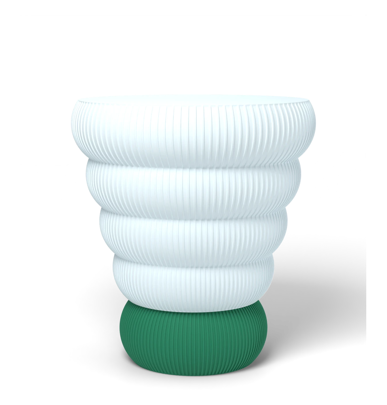 HALO Tree Inverted Wide on Totem Thin Tall lamp, Frost shade on a Emerald Green base